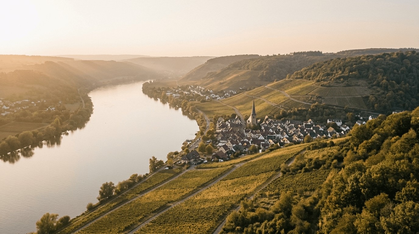 Blick über den Rhein bei Abendsonne